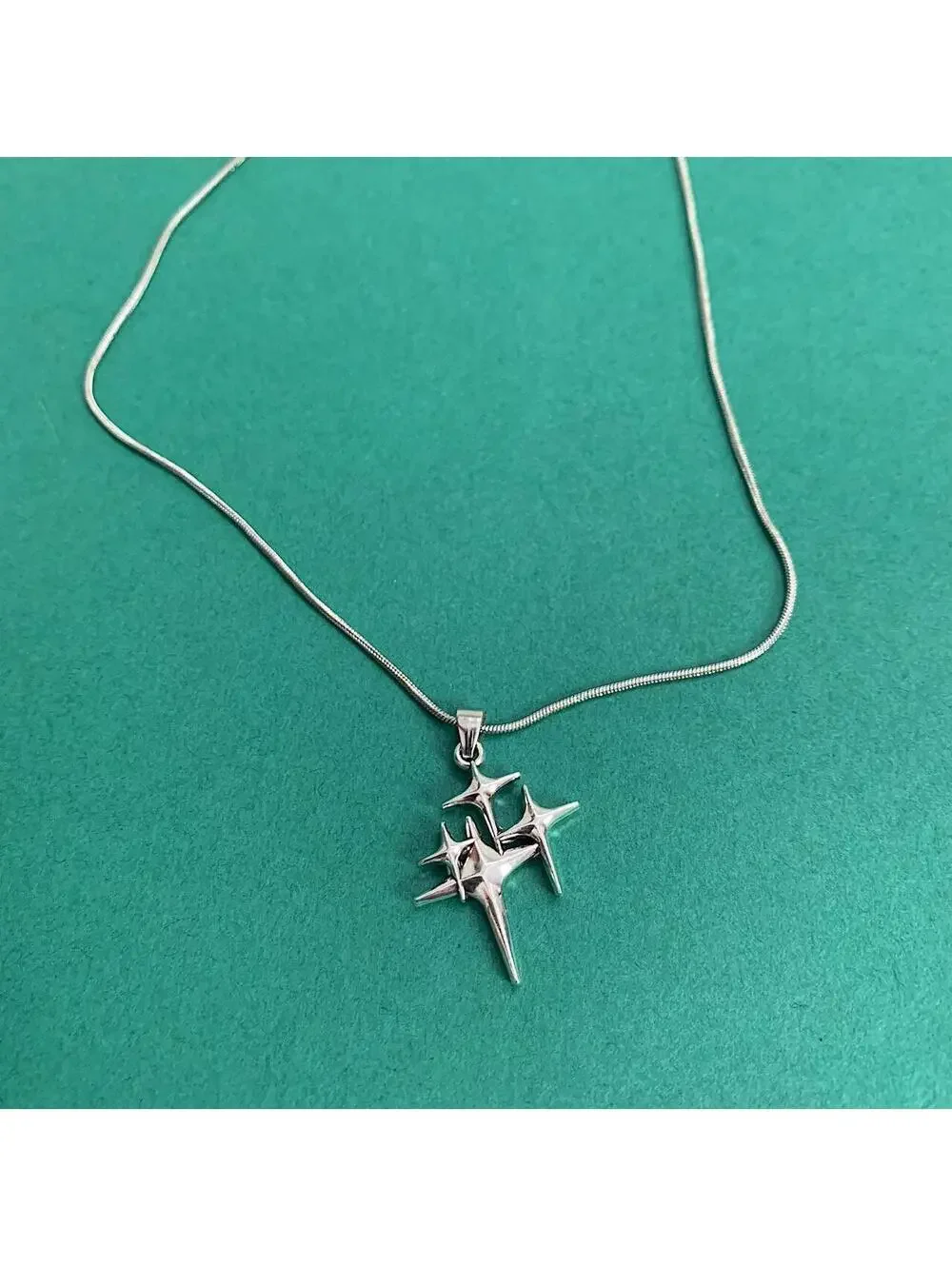 Y2K Cyber Vintage Style Grunge Silver Multi Star Opium Rope Necklace Unisex